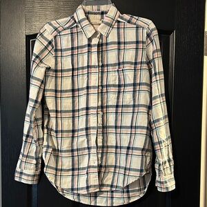 American Eagle Outfitters Blue and Pink Plaid Shirt